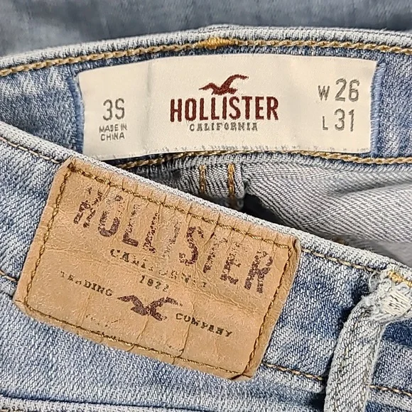 HOLLISTER 26x28 GIRL 3s STRIGHT BOOT PRE-OWNED STRECH DENIM DISTROYED JEANS - Picture 7 of 8